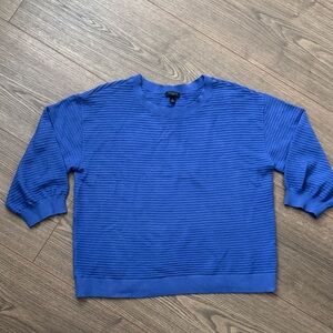 Talbots Petite Sweater Blue Womens Large Petite 3/4 Sleeve Crewneck Sweater LP